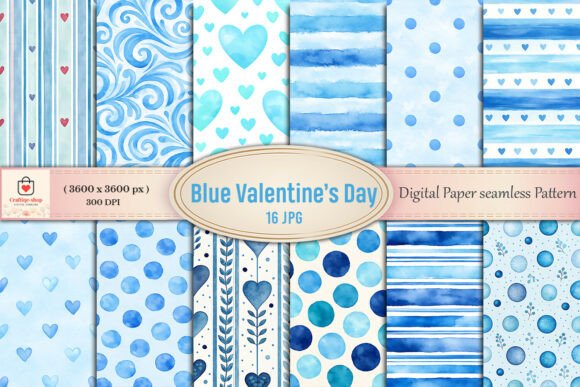 Download Blue Watercolor Valentine Digital Paper - Premium Resources