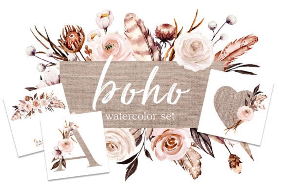 Download Watercolor Flowers Set Boho - Watercolor flower Collection