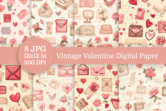 Download Vintage Valentine Digital Paper - Premium Resources