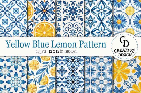 Download Yellow Blue Lemon Pattern - Lemon pattern Collection