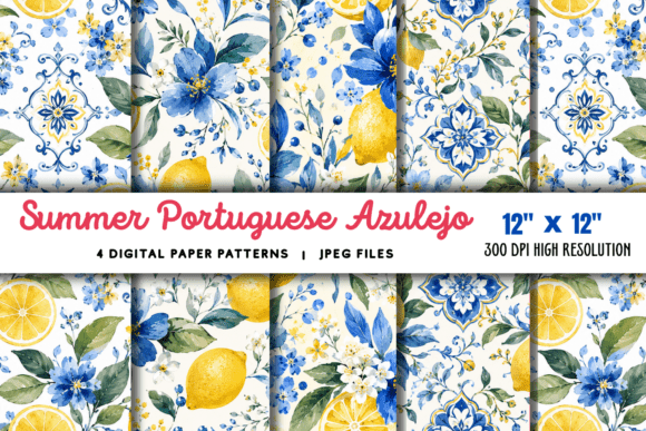 Download Summer Portuguese Azulejo Lemon Pattern - Lemon pattern Collection