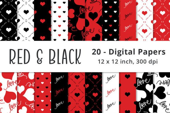 Download Red and Black Valentine Digital Paper - Premium Bundle