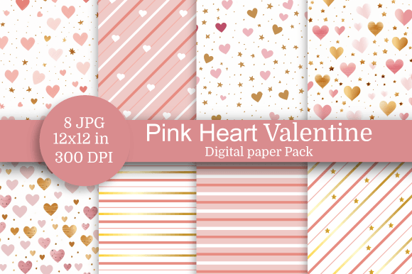 Download Pink Heart Valentine Digital Paper - Premium Resources