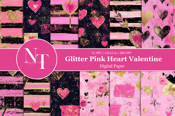Download Pink Heart Valentine Digital Paper - Premium Resources