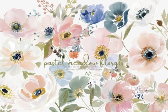 Download Pastel Floral Clipart Set - Floral clipart Collection