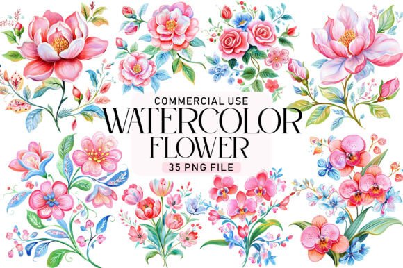 Download Watercolor Flower Clipart Bundle - Watercolor flower Collection