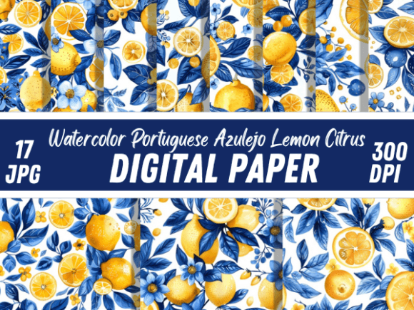 Download Summer Portuguese Azulejo Lemon Pattern - Lemon pattern Collection