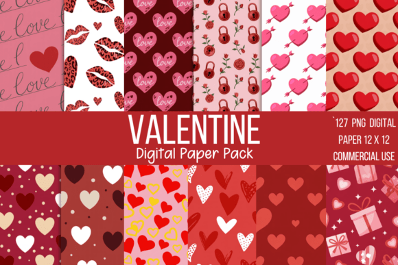 Download Romantic Valentine Digital Paper - Valentine digital paper Collection