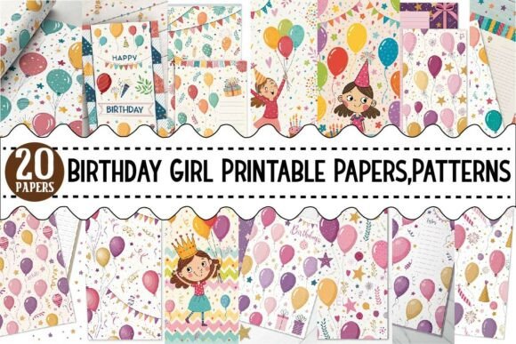 Download Birthday Girl Printable Papers, Patterns - Printable paper Collection