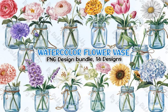 Download Watercolor Flower Vase Clipart PNG - Watercolor flower Collection