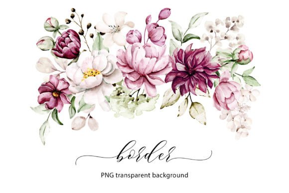 Download Watercolor Flowers, Floral Border, PNG. - Watercolor flower Collection