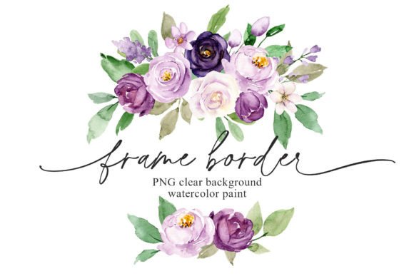 Download Frame Border, Violet Watercolor Flowers. - Watercolor flower Collection
