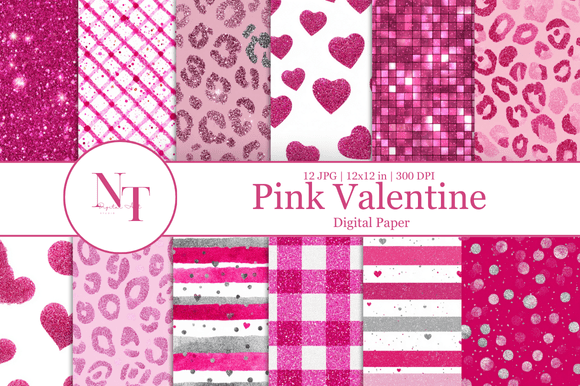 Download Glitter Pink Valentine Digital Paper - Premium Resources