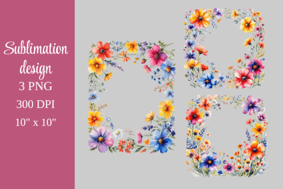 Download Watercolor Flower Border Clipart Set PNG - Watercolor flower Collection